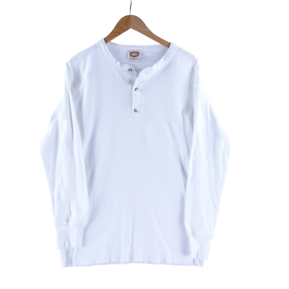 Vintage Banana Republic Mens XL Mill Valley Henley Shirt White Cotton USA